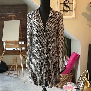 Wild Fable Black and Cream Polka Dot Midi Dress